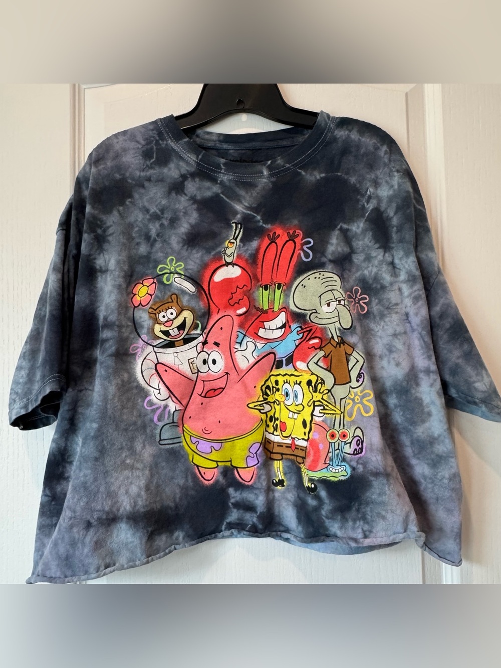 1XL Juniors SpongeBob SquarePants Tie-Dye Graphic Tee - Navy/Black
